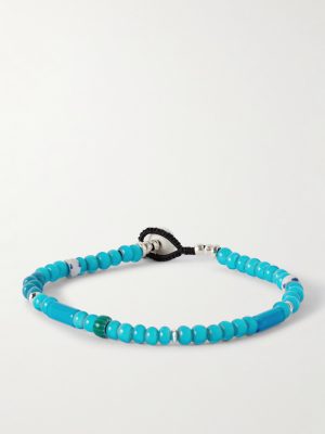 Sterling Silver, Glass and Shell Beaded Bracelet