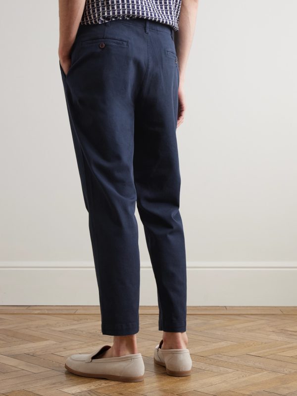 Daniel Tapered Pleated Stretch Organic Cotton-Twill Trousers - BK