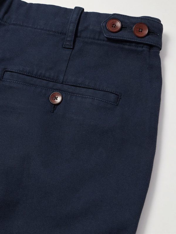 Daniel Tapered Pleated Stretch Organic Cotton-Twill Trousers - E1