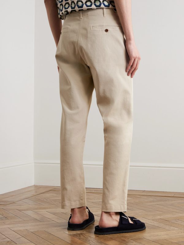 Daniel Tapered Pleated Stretch Organic Cotton-Twill Trousers - BK Daniel Tapered Pleated Stretch Organic Cotton-Twill Trousers - BK