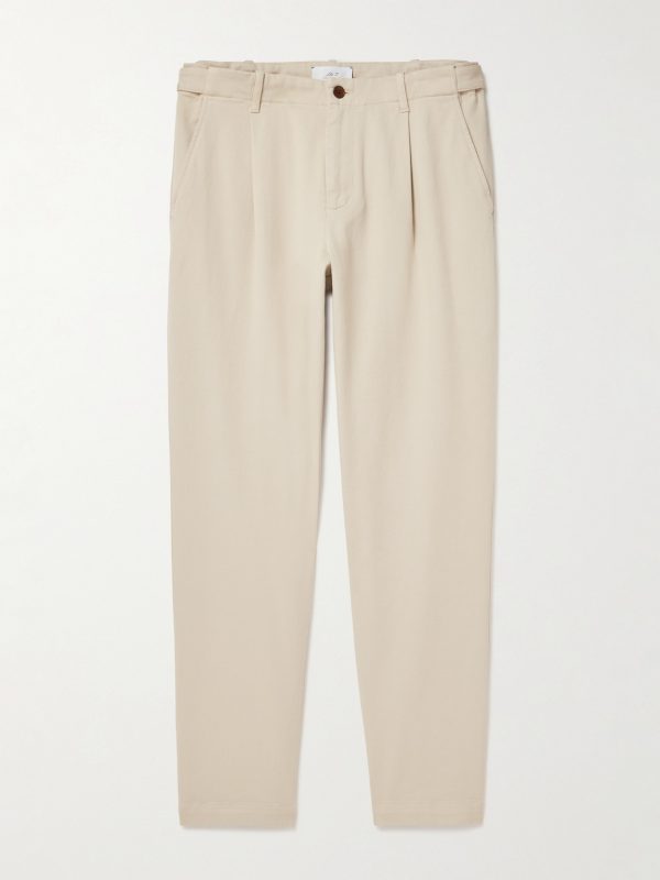 Daniel Tapered Pleated Stretch Organic Cotton-Twill Trousers Daniel Tapered Pleated Stretch Organic Cotton-Twill Trousers