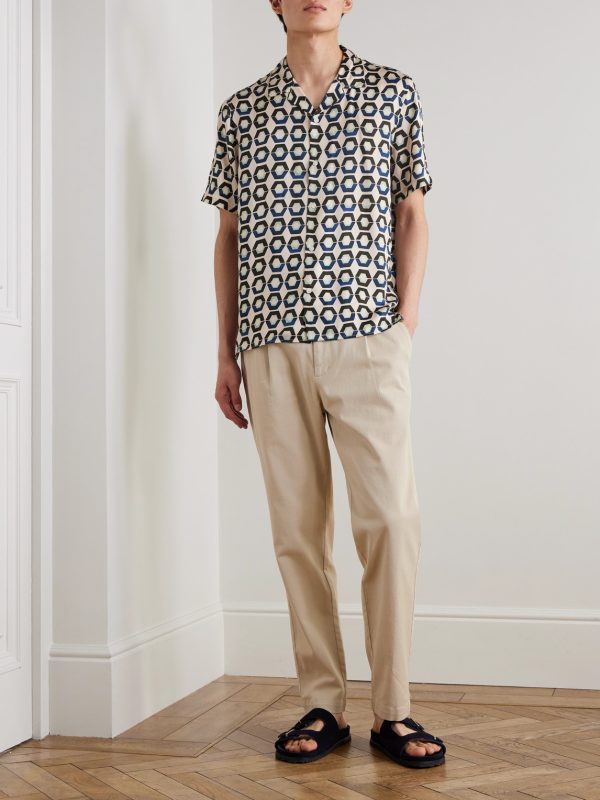 Daniel Tapered Pleated Stretch Organic Cotton-Twill Trousers - OU Daniel Tapered Pleated Stretch Organic Cotton-Twill Trousers - OU
