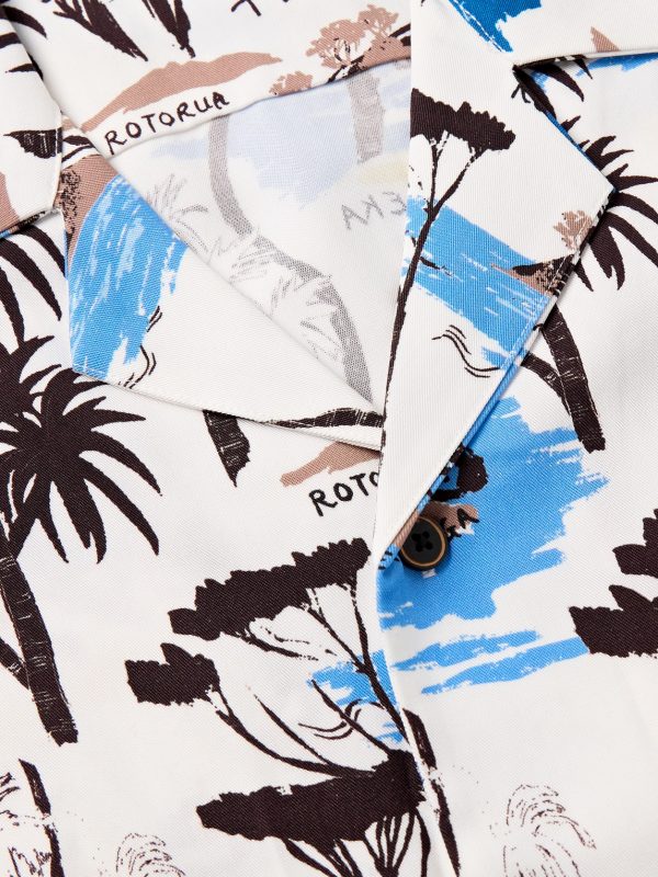 Te Ika A Maui Camp Collar Printed Lyocell-Twill Shirt - CU