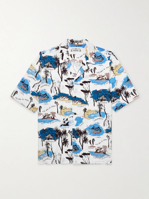 Te Ika A Maui Camp Collar Printed Lyocell-Twill Shirt