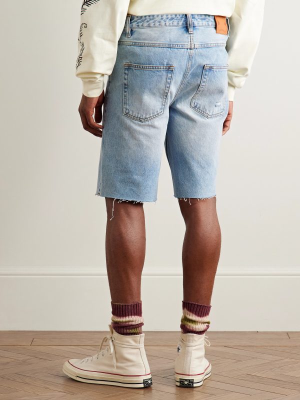 Tama Slim-Fit Straight-Leg Distressed Denim Shorts - BK Tama Slim-Fit Straight-Leg Distressed Denim Shorts - BK