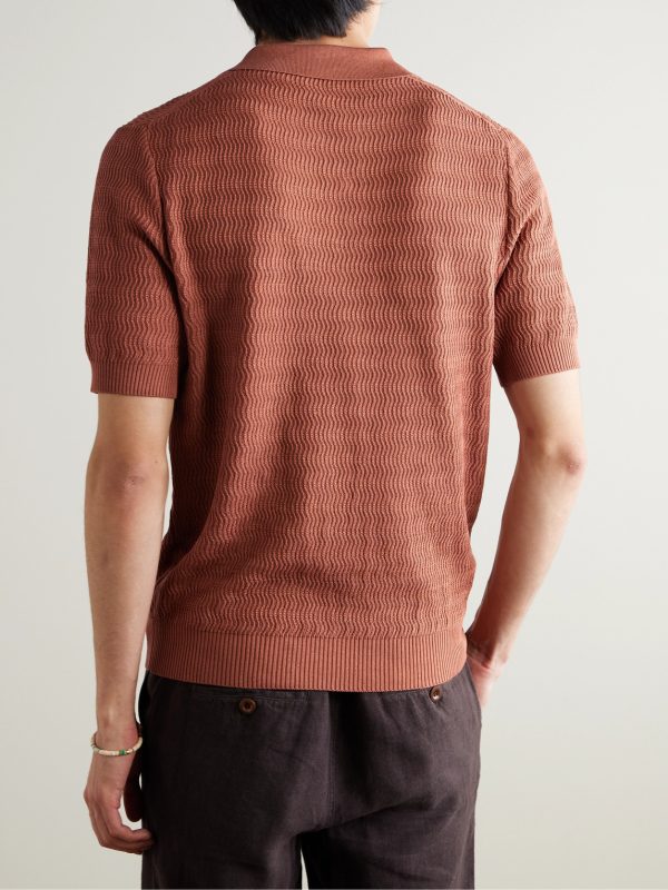 Textured-Cotton Polo Shirt - BK Textured-Cotton Polo Shirt - BK