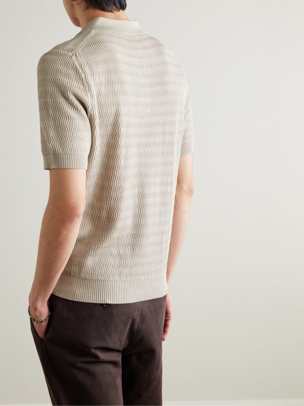 Textured-Cotton Polo Shirt - BK