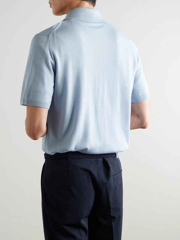 Golf Striped Merino Wool Polo Shirt - BK