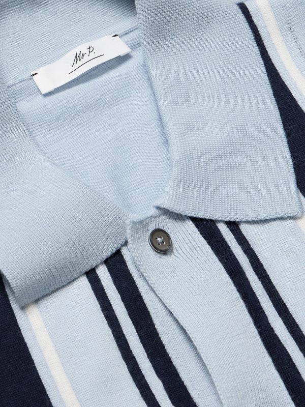 Golf Striped Merino Wool Polo Shirt - CU