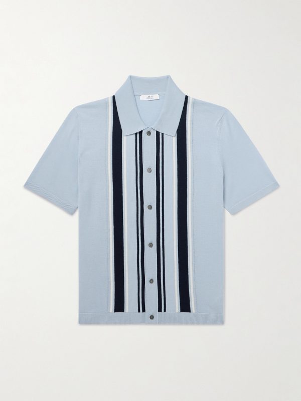 Golf Striped Merino Wool Polo Shirt