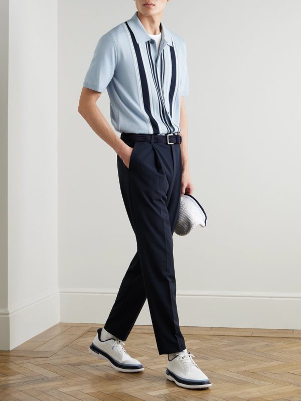 Golf Striped Merino Wool Polo Shirt - OU