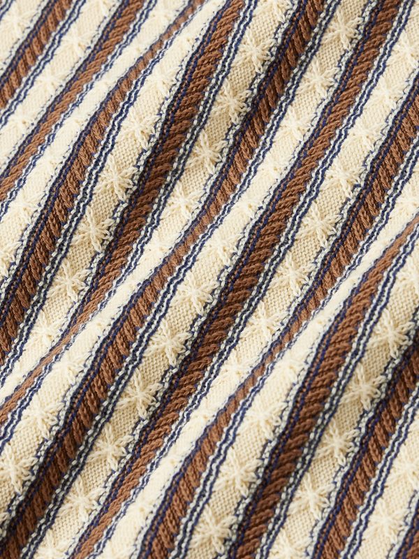 Striped Textured-Knit Organic Cotton Polo Shirt - E1