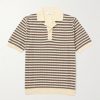 Striped Textured-Knit Organic Cotton Polo Shirt