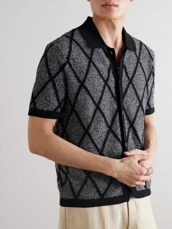Jacquard-Knit Organic Cotton-Blend Terry Shirt - FR Jacquard-Knit Organic Cotton-Blend Terry Shirt - FR