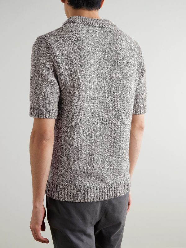 Organic Cotton-Bouclé Polo Shirt - BK