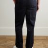 Edward Pleated Straight-Leg Organic Cotton-Poplin Suit Trousers - BK