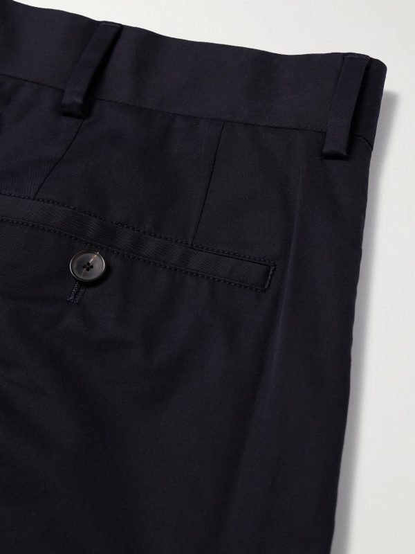 Edward Pleated Straight-Leg Organic Cotton-Poplin Suit Trousers - CU