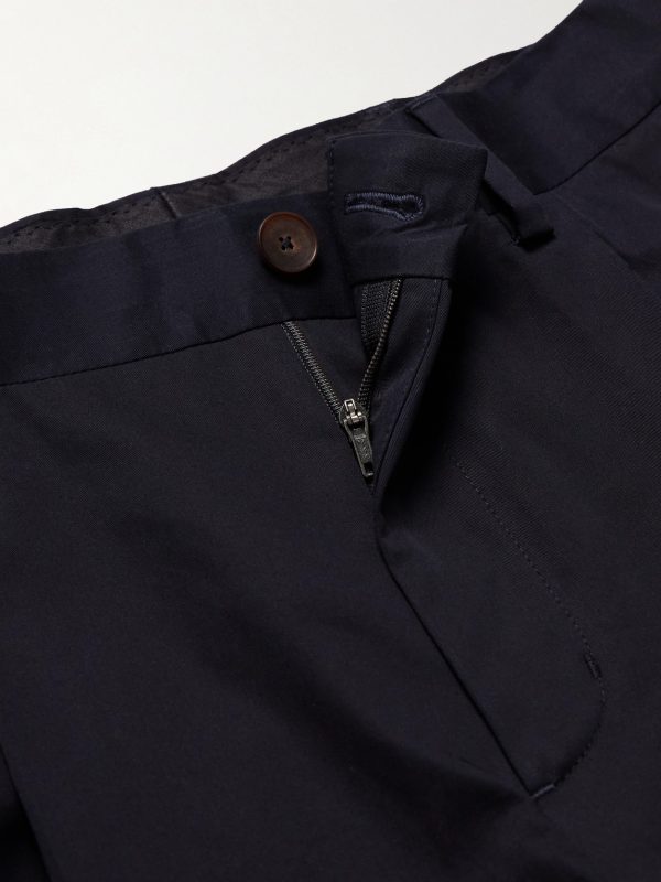 Edward Pleated Straight-Leg Organic Cotton-Poplin Suit Trousers - E1