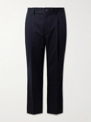 Edward Pleated Straight-Leg Organic Cotton-Poplin Suit Trousers Edward Pleated Straight-Leg Organic Cotton-Poplin Suit Trousers