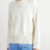 Confetti Distressed Jacquard-Knit Cotton Sweater - FR Confetti Distressed Jacquard-Knit Cotton Sweater - FR