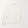 Confetti Distressed Jacquard-Knit Cotton Sweater Confetti Distressed Jacquard-Knit Cotton Sweater