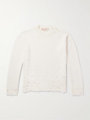 Confetti Distressed Jacquard-Knit Cotton Sweater Confetti Distressed Jacquard-Knit Cotton Sweater