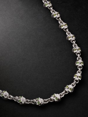 Dead Head 14-Karat White Gold Diamond Chain Necklace Dead Head 14-Karat White Gold Diamond Chain Necklace