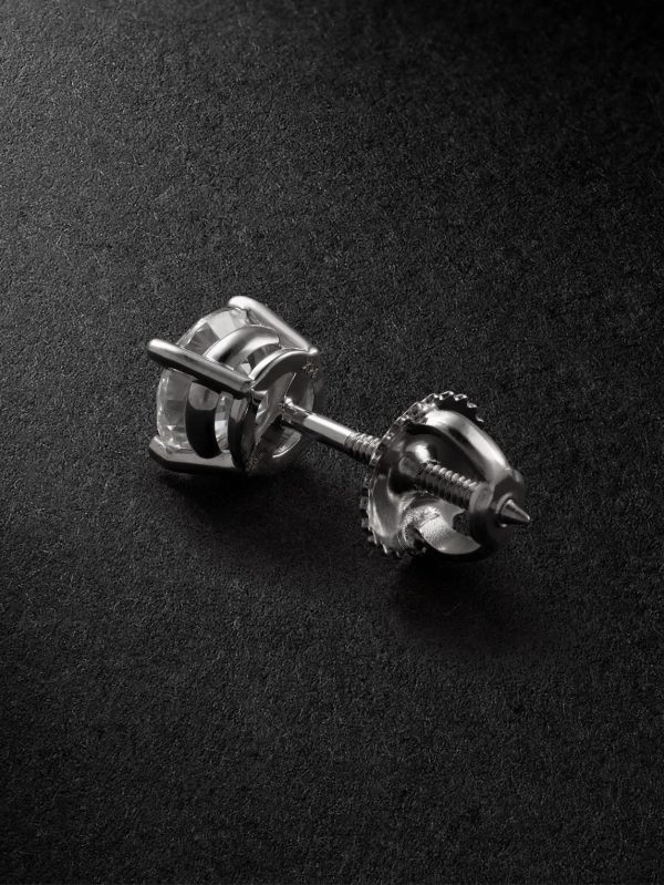 14-Karat White Gold Diamond Single Earring - BK 14-Karat White Gold Diamond Single Earring - BK