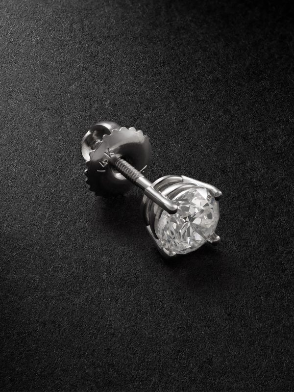 14-Karat White Gold Diamond Single Earring 14-Karat White Gold Diamond Single Earring