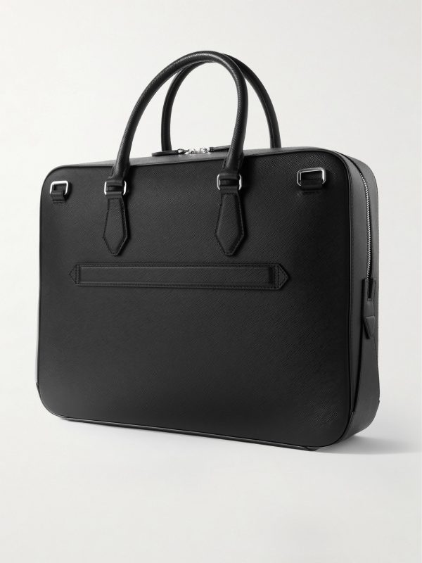 Textured-Leather Briefcase - BK Textured-Leather Briefcase - BK