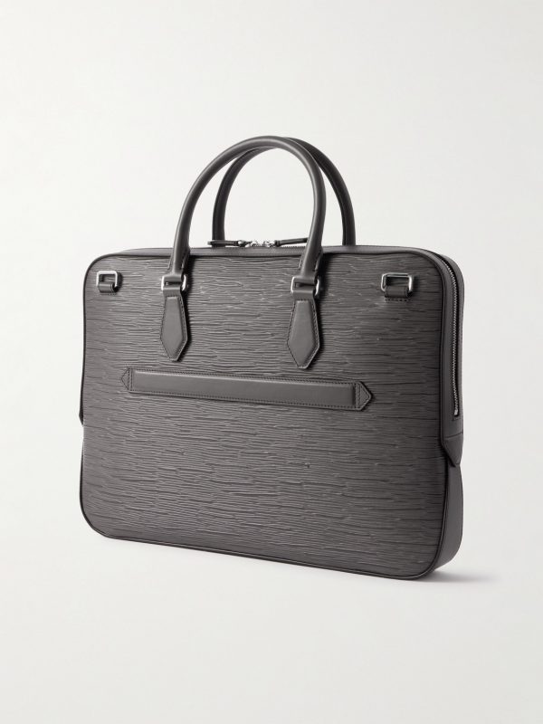 Textured-Leather Briefcase - BK