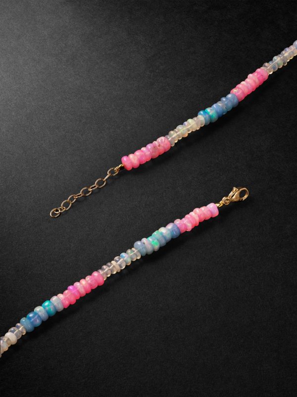 Gold Opal Beaded Necklace - BK Gold Opal Beaded Necklace - BK