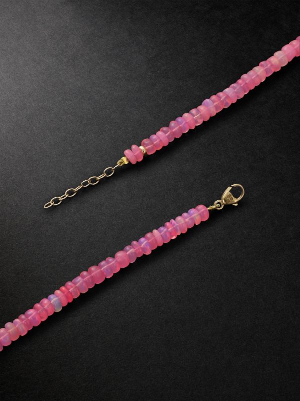 Mini Gold Opal Beaded Necklace - BK Mini Gold Opal Beaded Necklace - BK