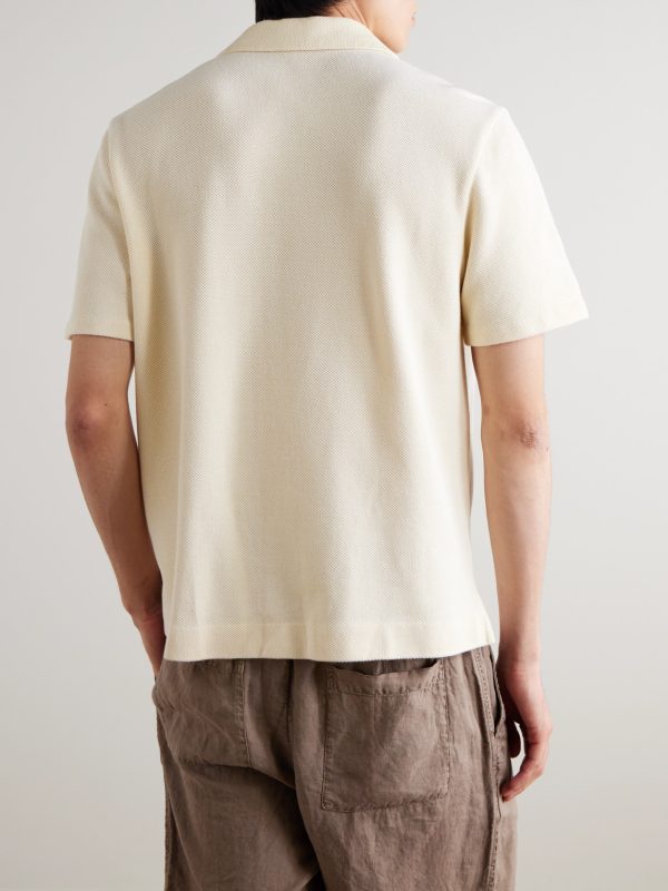 Camp-Collar Two-Tone Organic Cotton-Piqué Shirt - BK