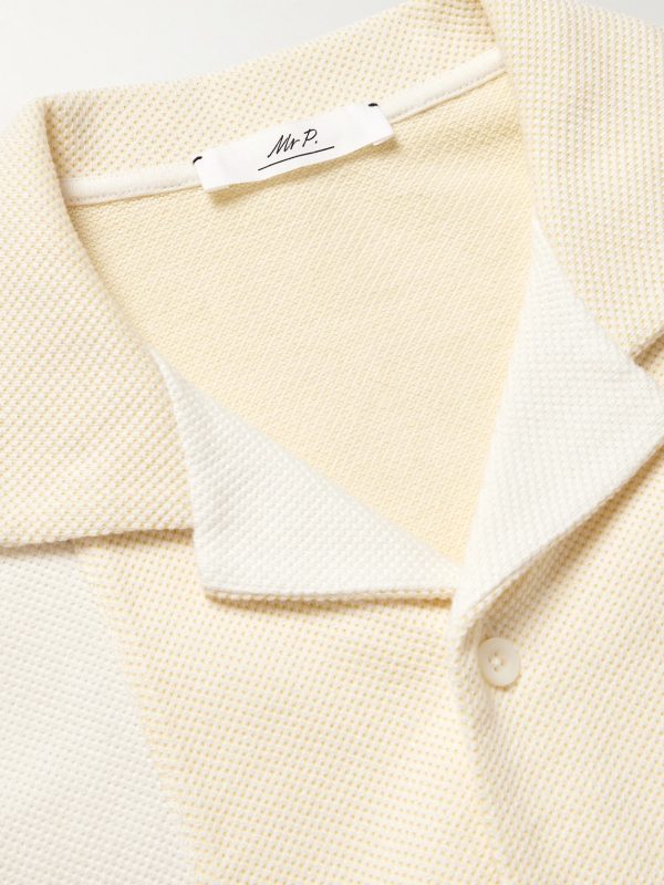 Camp-Collar Two-Tone Organic Cotton-Piqué Shirt - CU