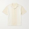 Camp-Collar Two-Tone Organic Cotton-Piqué Shirt