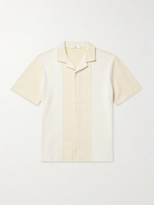 Camp-Collar Two-Tone Organic Cotton-Piqué Shirt Camp-Collar Two-Tone Organic Cotton-Piqué Shirt