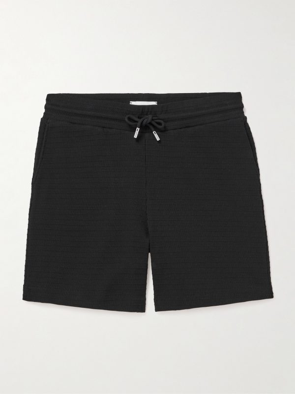 Straight-Leg Ribbed Organic Cotton-Jersey Drawstring Shorts Straight-Leg Ribbed Organic Cotton-Jersey Drawstring Shorts