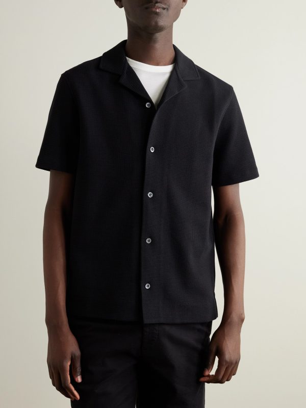 Camp-Collar Waffle-Knit Organic Cotton Shirt - FR Camp-Collar Waffle-Knit Organic Cotton Shirt - FR