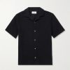 Camp-Collar Waffle-Knit Organic Cotton Shirt Camp-Collar Waffle-Knit Organic Cotton Shirt