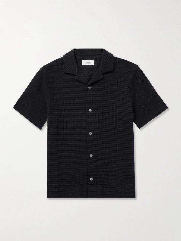 Camp-Collar Waffle-Knit Organic Cotton Shirt Camp-Collar Waffle-Knit Organic Cotton Shirt