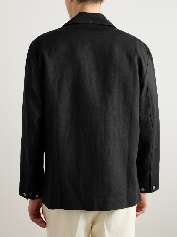 Camp-Collar Linen-Canvas Overshirt - BK Camp-Collar Linen-Canvas Overshirt - BK
