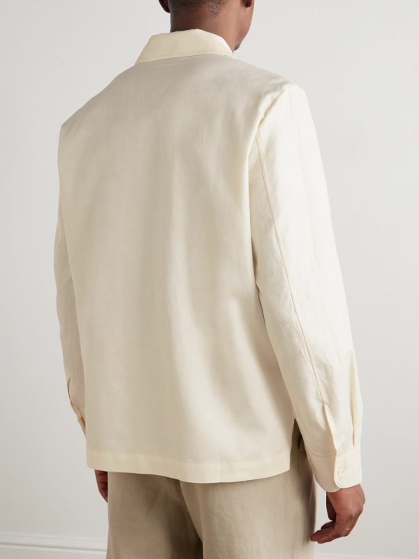 Camp-Collar Cotton and Linen-Blend Shirt - BK