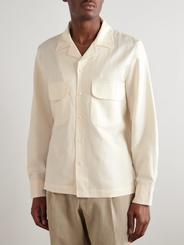 Camp-Collar Cotton and Linen-Blend Shirt - FR