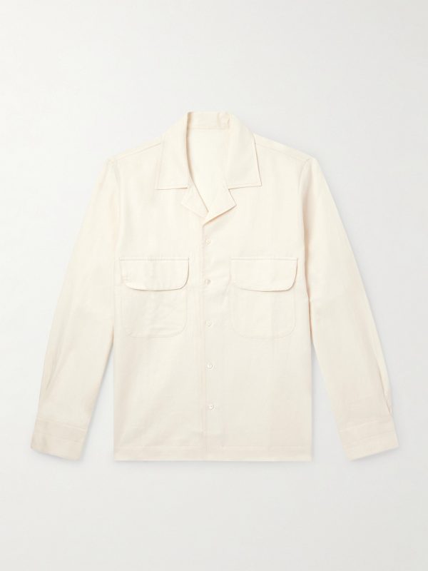 Camp-Collar Cotton and Linen-Blend Shirt