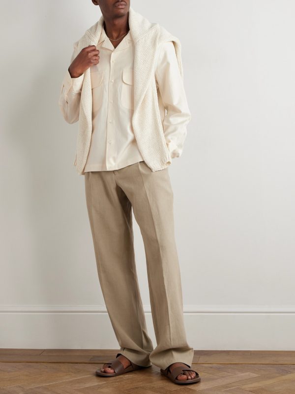 Camp-Collar Cotton and Linen-Blend Shirt - OU
