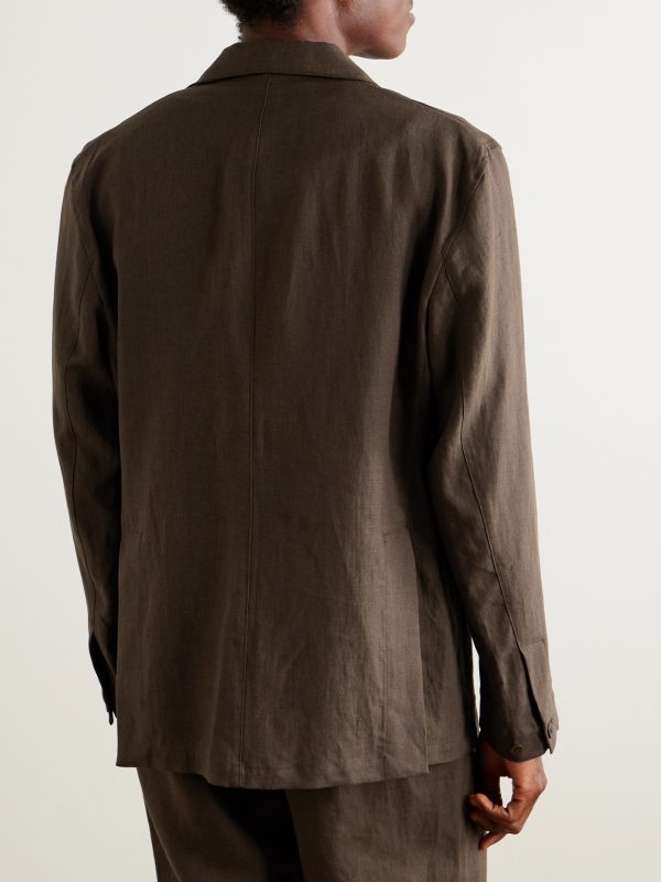 Unstructured Washed-Linen Blazer - BK Unstructured Washed-Linen Blazer - BK