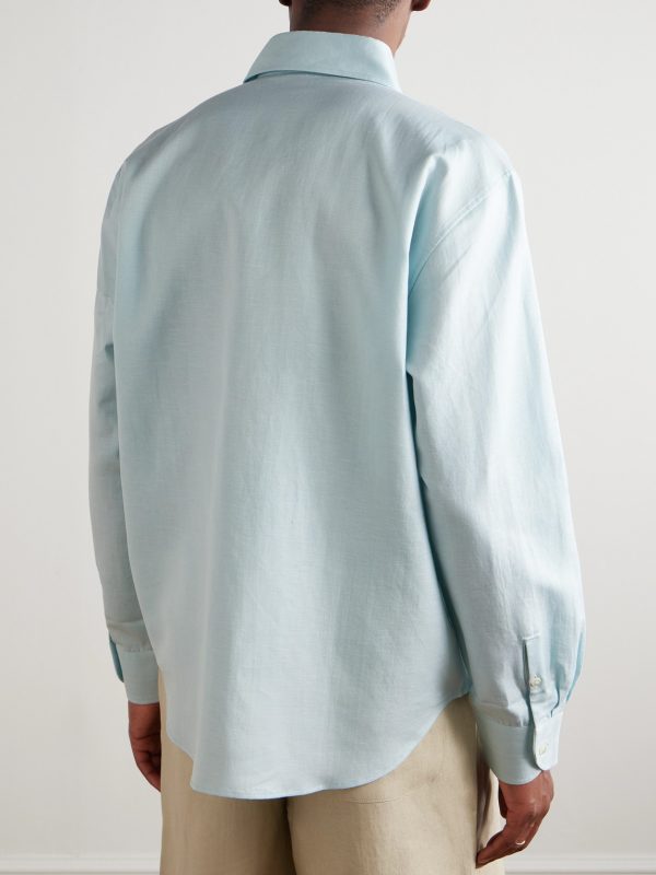 Cotton and Linen-Blend Shirt - BK Cotton and Linen-Blend Shirt - BK