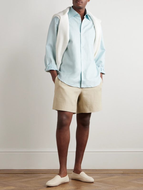 Cotton and Linen-Blend Shirt - OU Cotton and Linen-Blend Shirt - OU