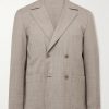 Unstructured Double-Breasted Wool Suit Jacket